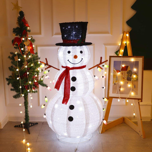 Telescopic Snowman Lamp Outdoor Waterproof IP65 Christmas Holiday Decorative LED Light Cross Border Folding Snowman Decoration